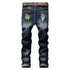 Juniors Frayed Men's Ripped Jeans Mid Waist Jeans Straight Pants